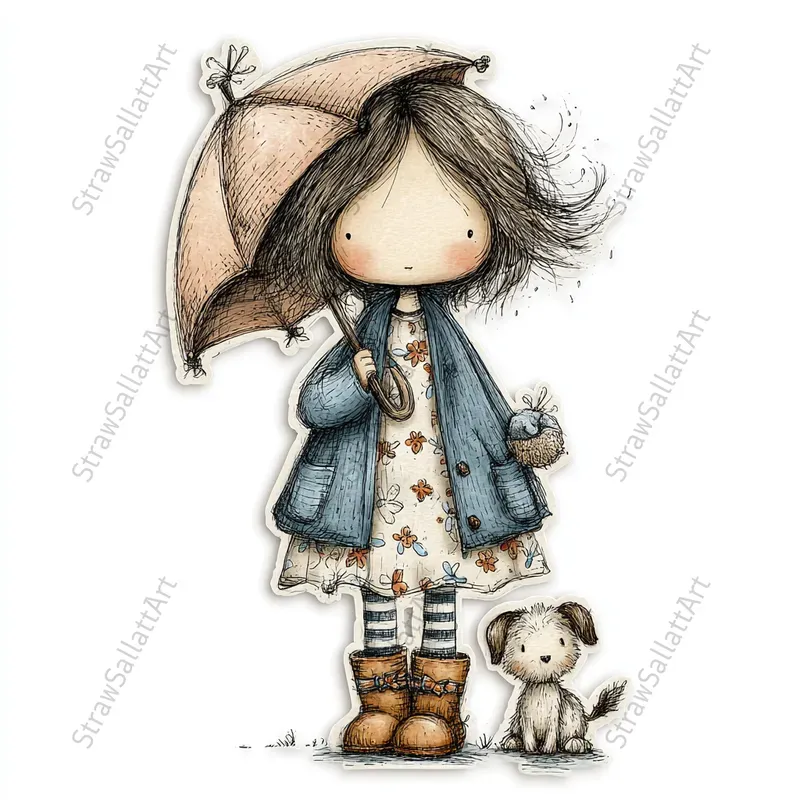 French Cottagecore Character Stickers