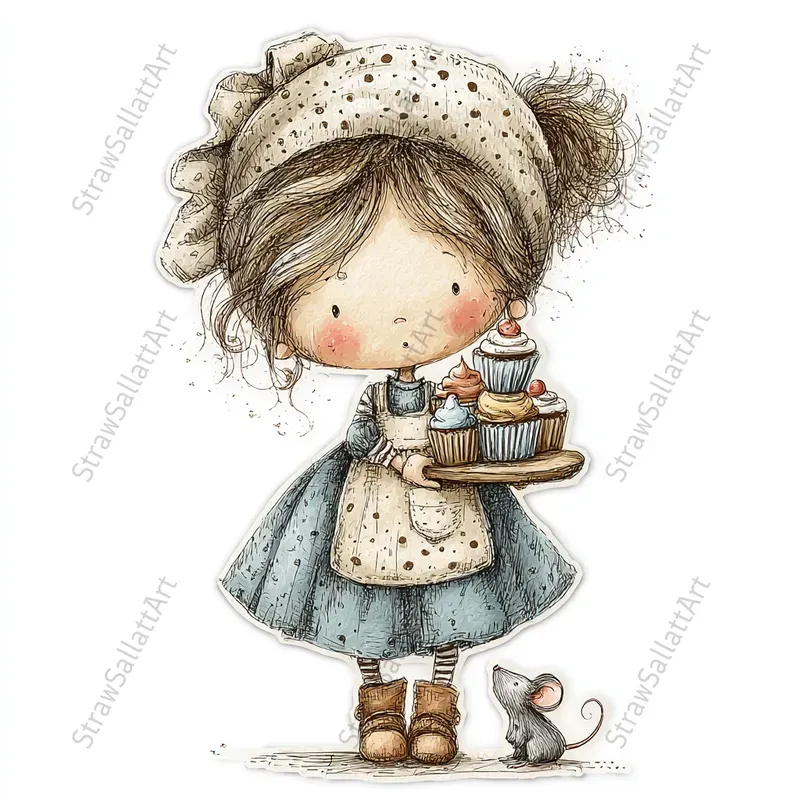 French Cottagecore Character Stickers