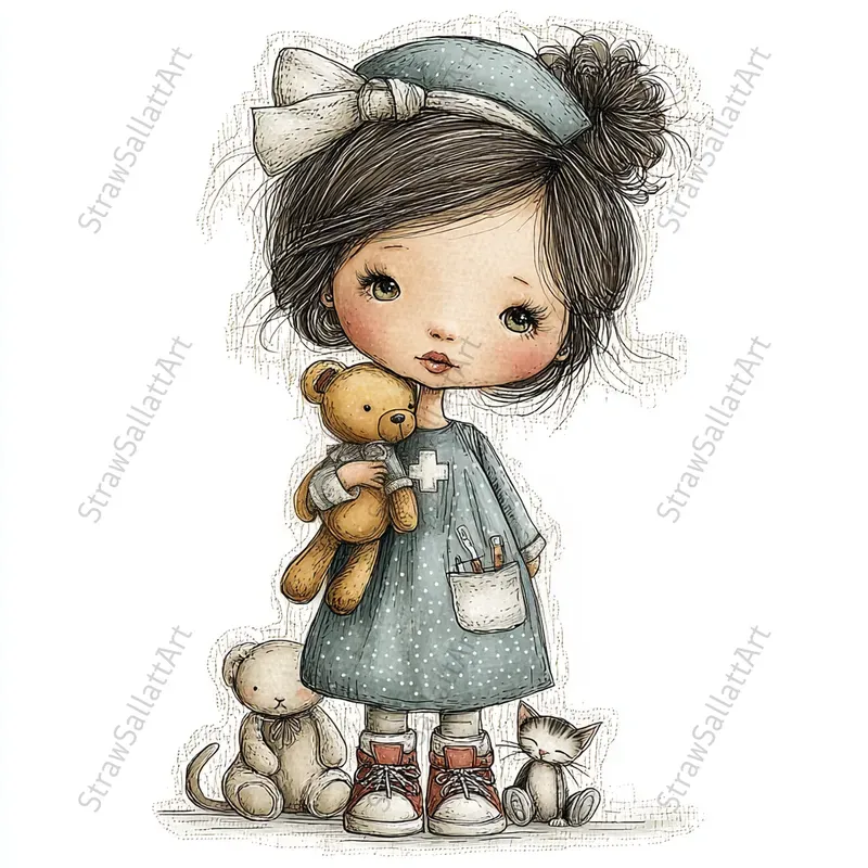 French Cottagecore Character Stickers