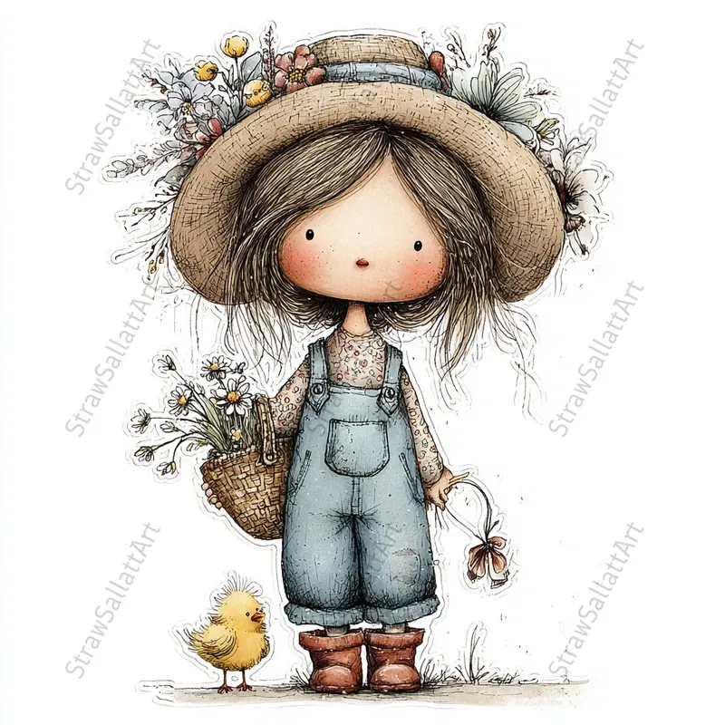 French Cottagecore Character Stickers