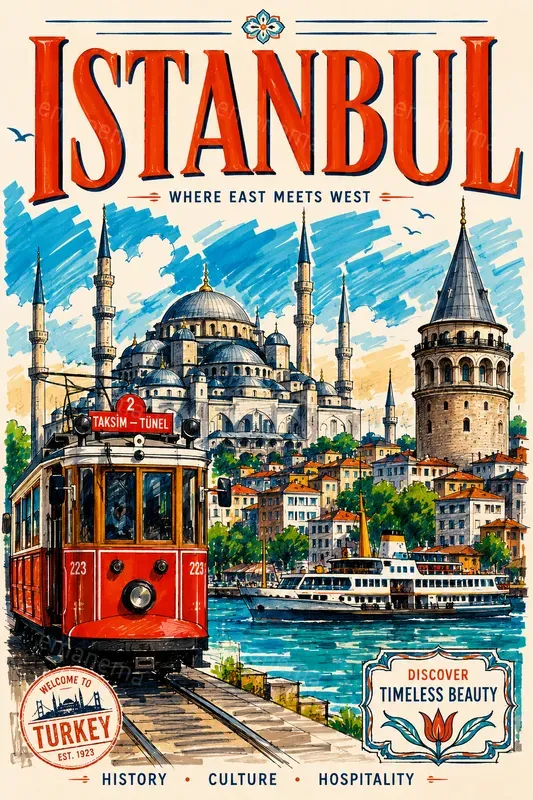 Vibrant Marker Drawing Style City Posters
