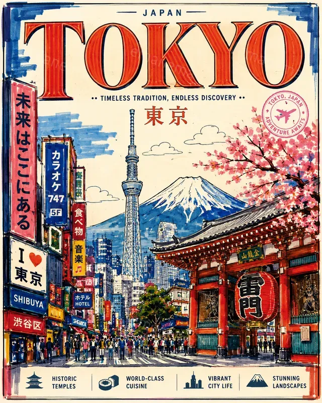 Vibrant Marker Drawing Style City Posters