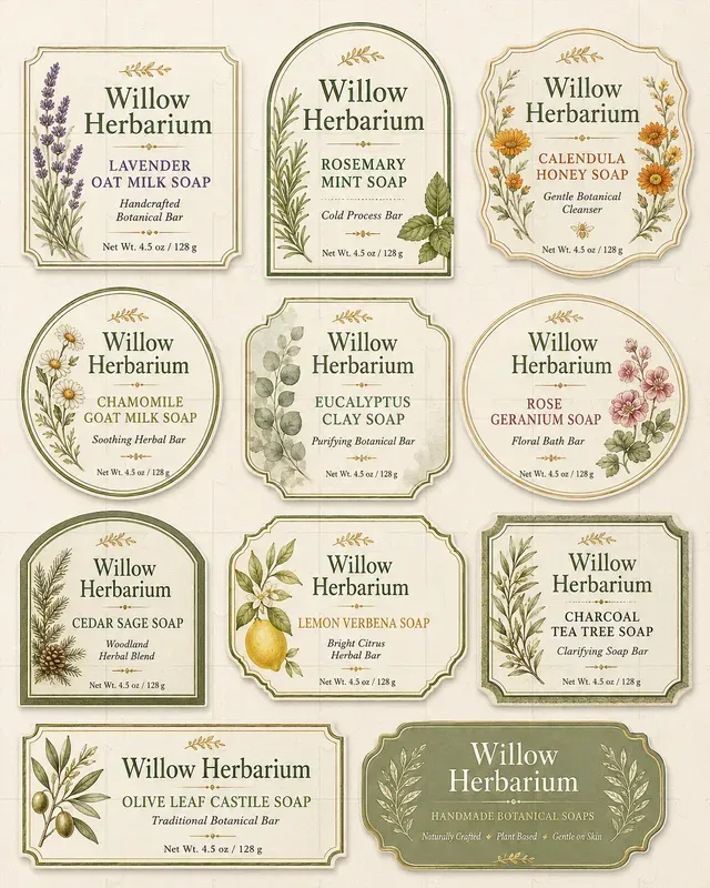 Product Label Design Collection Sheets