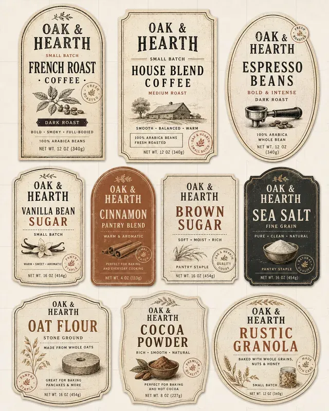 Product Label Design Collection Sheets