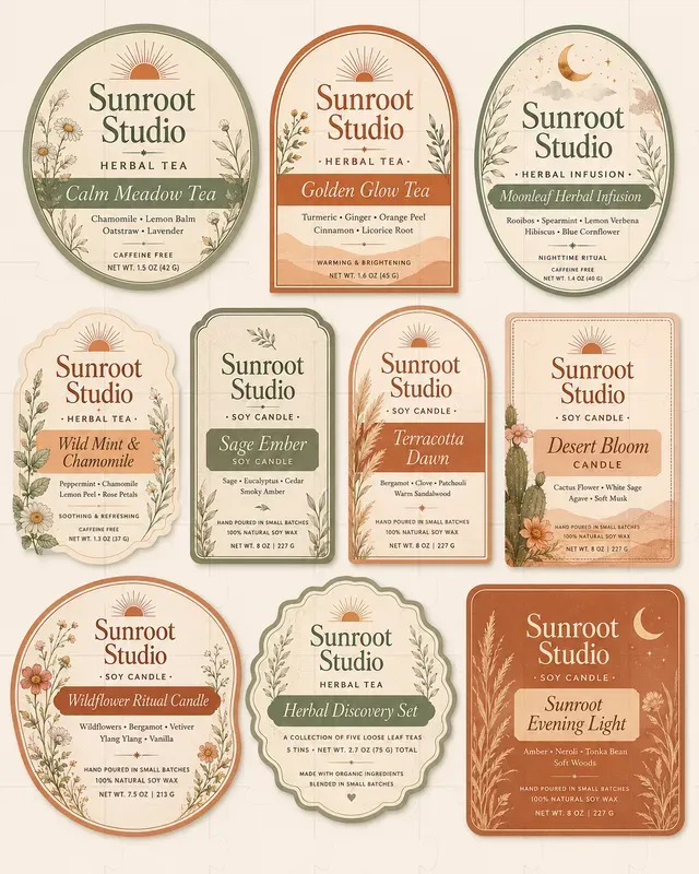 Product Label Design Collection Sheets