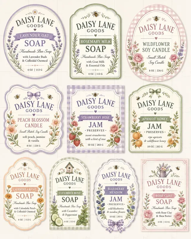 Product Label Design Collection Sheets