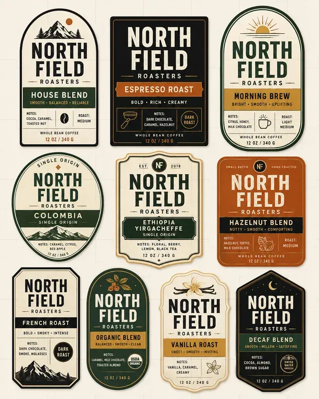 Product Label Design Collection Sheets
