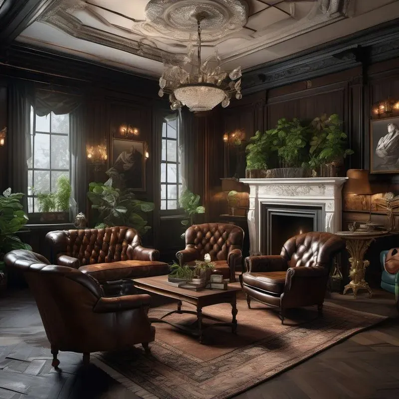 Dark Academia Interiors Sdxl