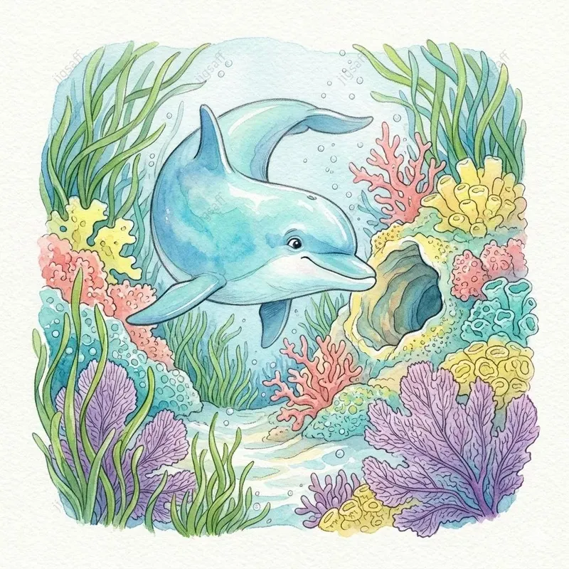 Dolphin Watercolor Illustrations