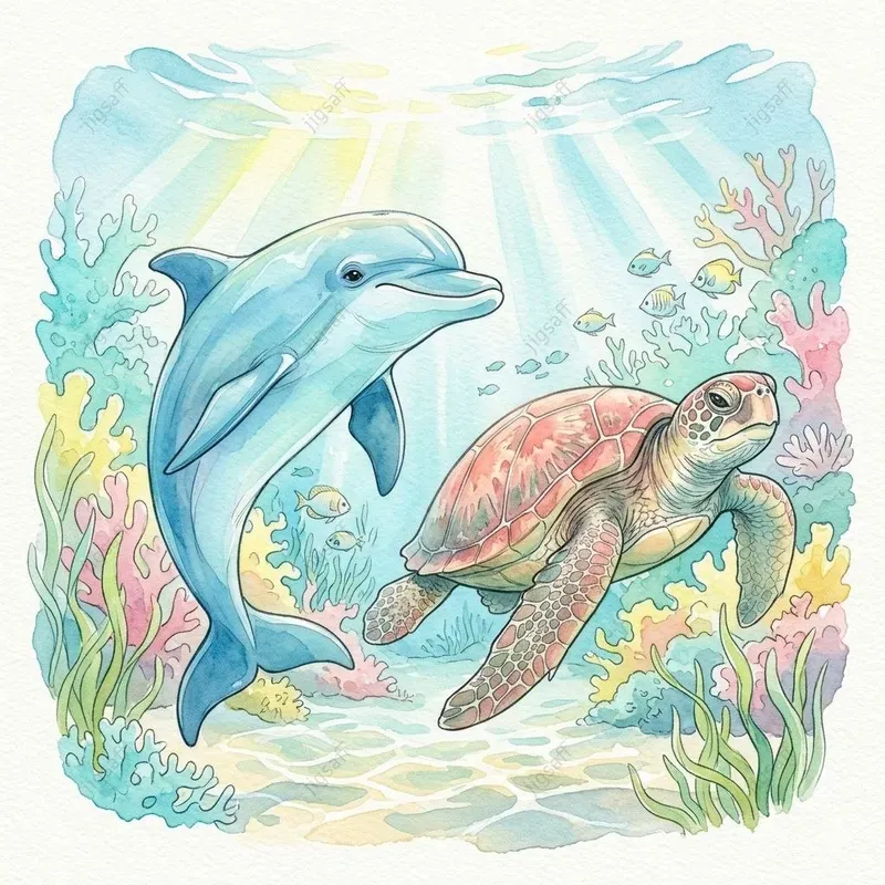 Dolphin Watercolor Illustrations