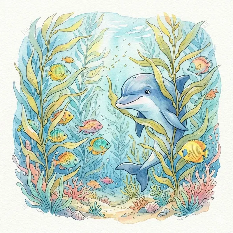 Dolphin Watercolor Illustrations