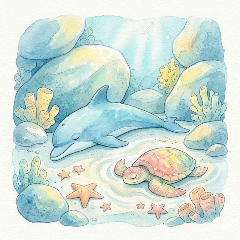 Dolphin Watercolor Illustrations