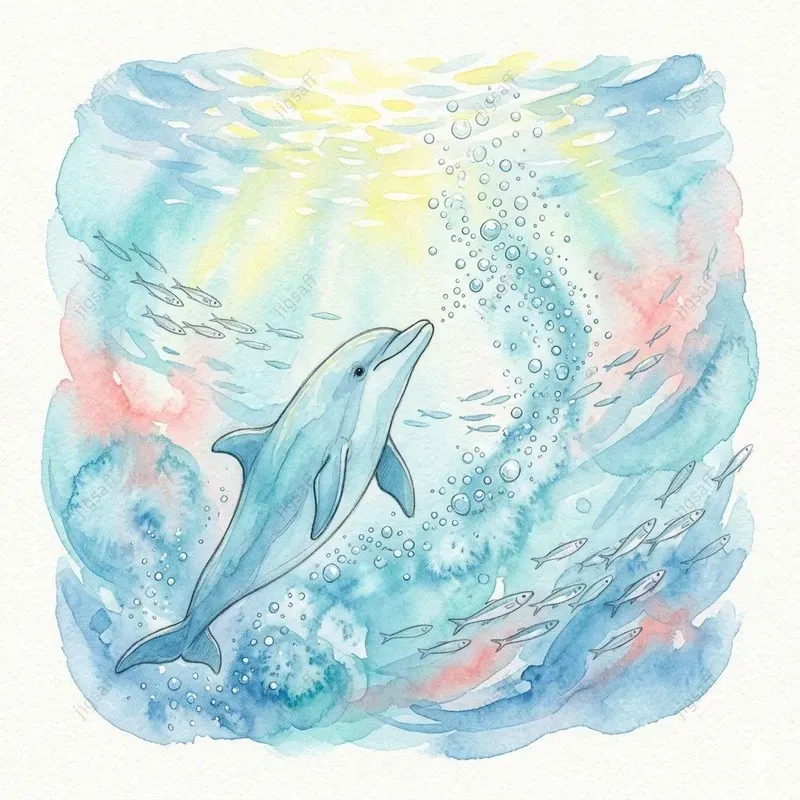 Dolphin Watercolor Illustrations