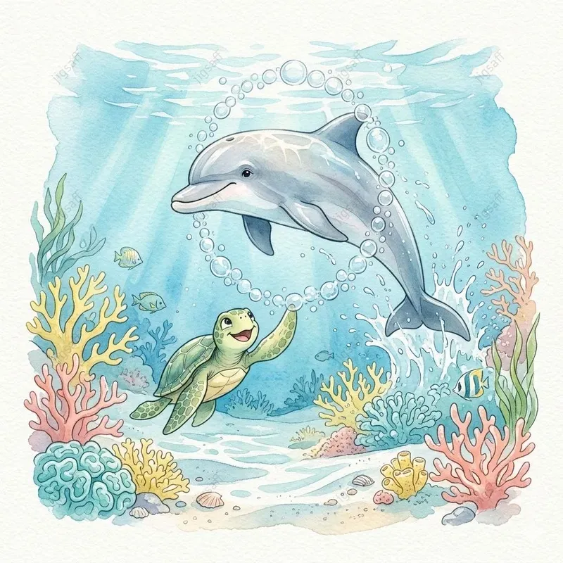 Dolphin Watercolor Illustrations