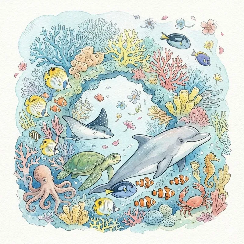 Dolphin Watercolor Illustrations