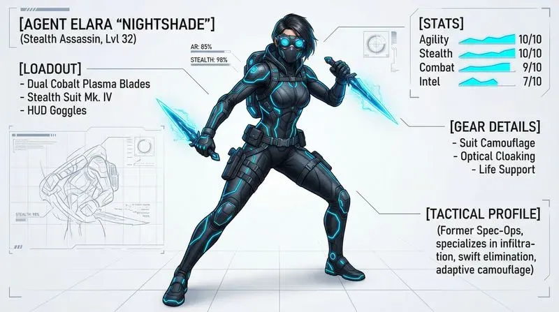 Futuristic Tactical Character Sheets