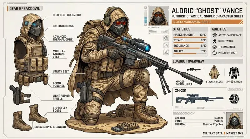 Futuristic Tactical Character Sheets