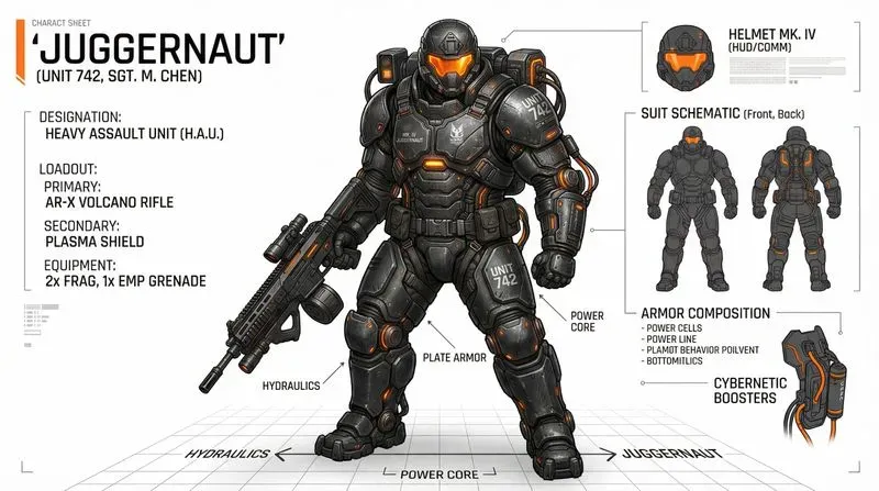 Futuristic Tactical Character Sheets