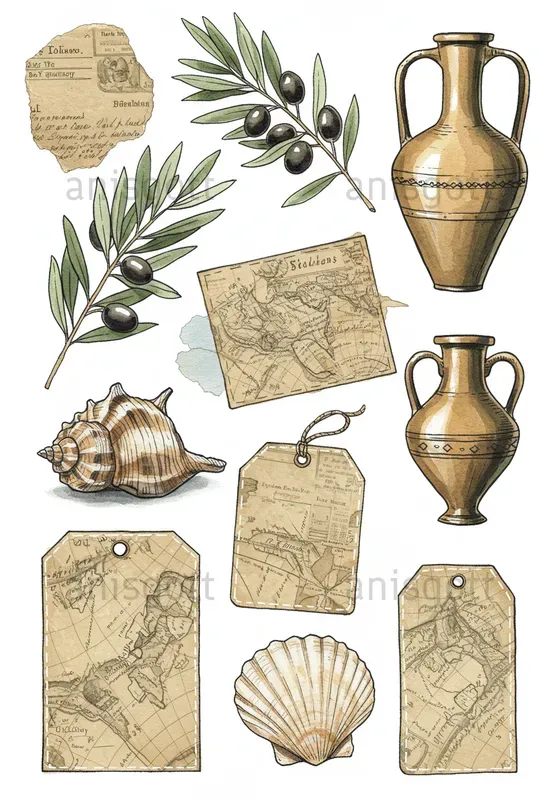 Coastal Cottagecore Clipart Ephemera Sets