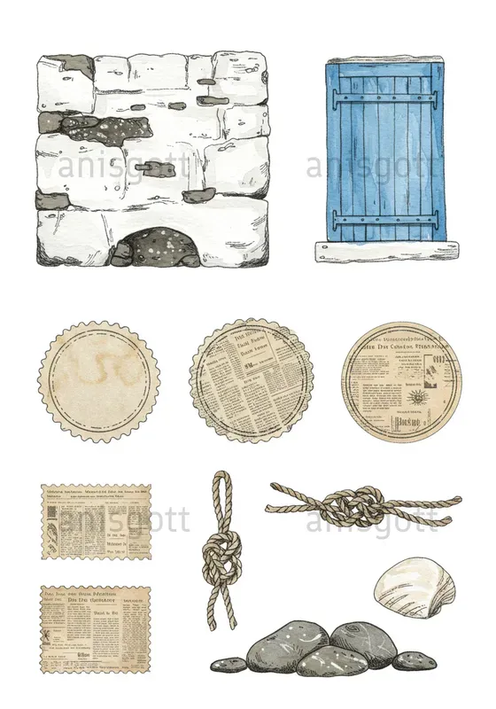 Coastal Cottagecore Clipart Ephemera Sets