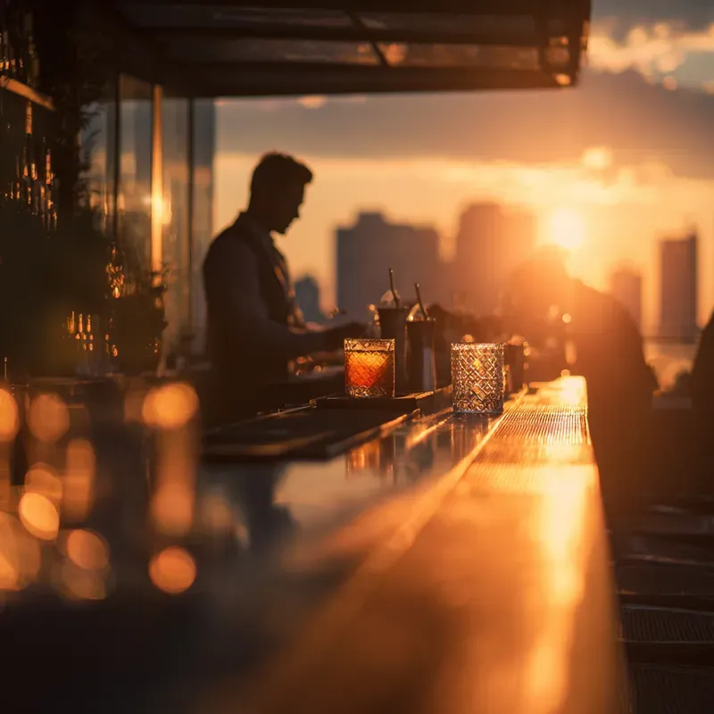 Rooftop Lounge Aesthetics Golden Hours