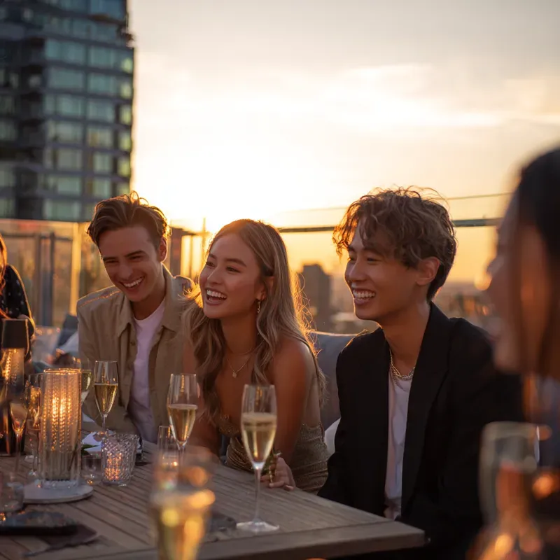 Rooftop Lounge Aesthetics Golden Hours