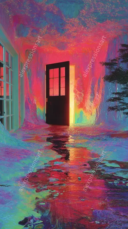 Liquid Neon Dreamcore Surrealism Art