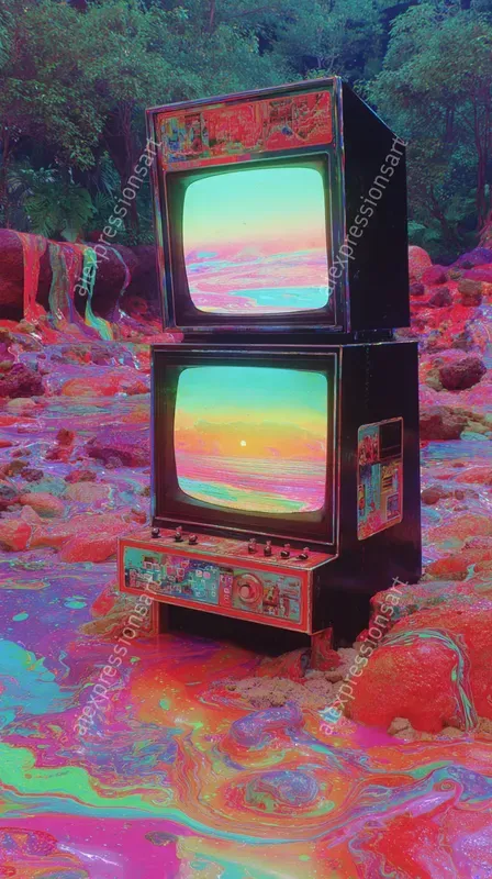 Liquid Neon Dreamcore Surrealism Art