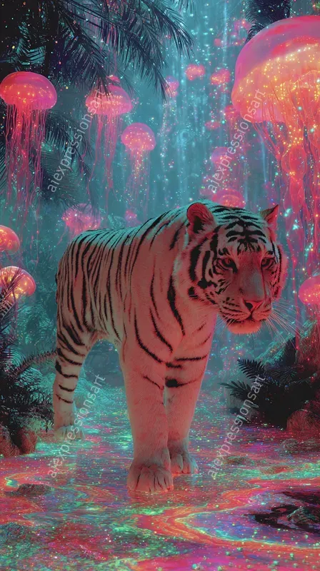 Liquid Neon Dreamcore Surrealism Art