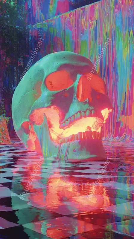 Liquid Neon Dreamcore Surrealism Art