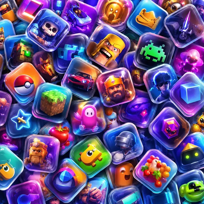 Chaotic Floating App Icon Collages