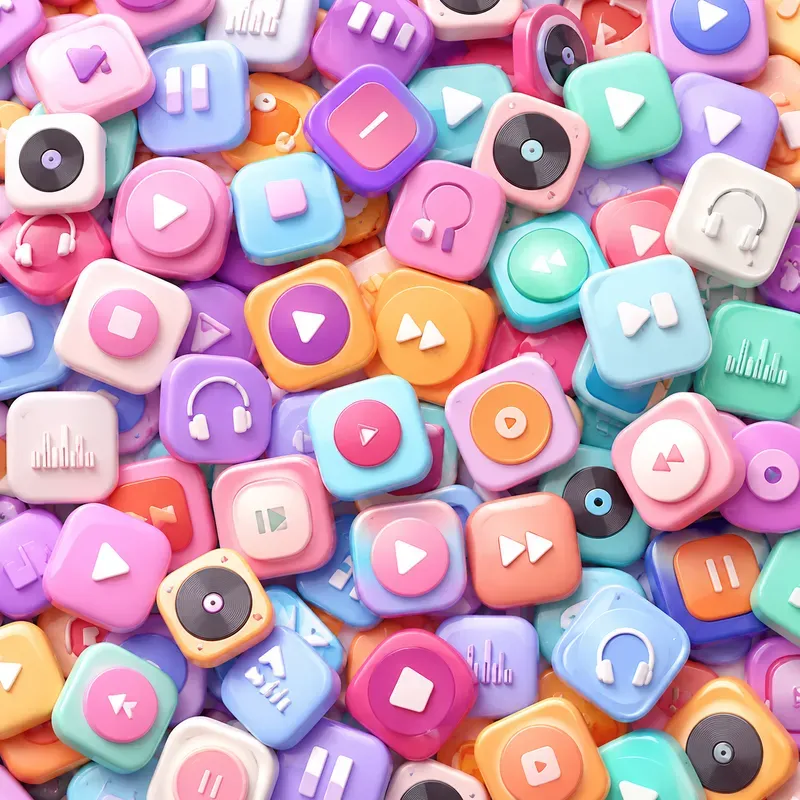 Chaotic Floating App Icon Collages