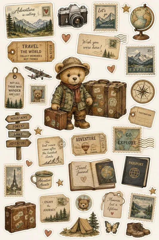 Vintage Travel Sticker Collages