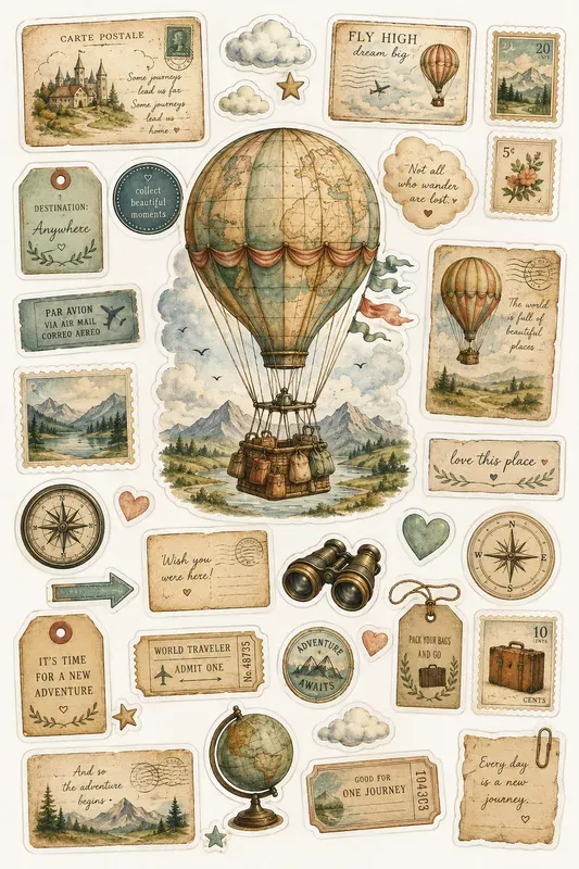 Vintage Travel Sticker Collages