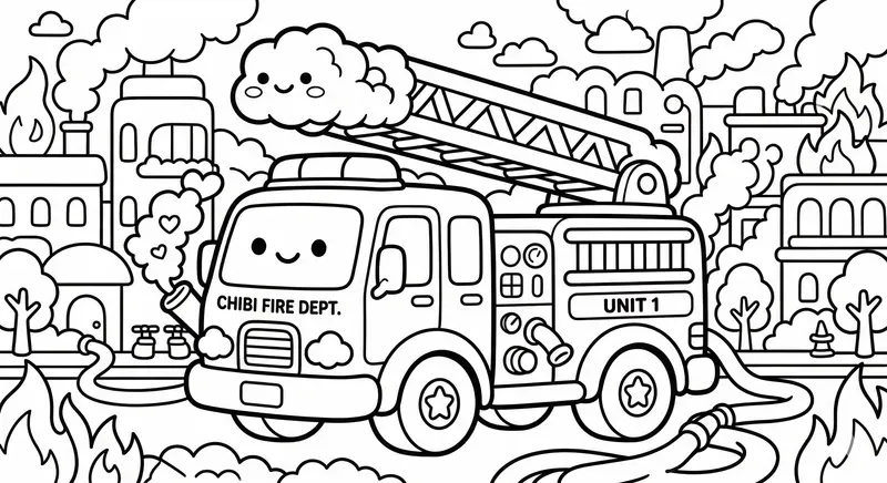 Cute Chibi Vehicles Coloring Pages