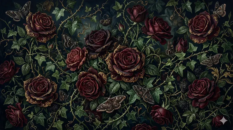 Dark Gothic Floral Wall Mural Wallpapers