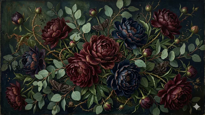 Dark Gothic Floral Wall Mural Wallpapers