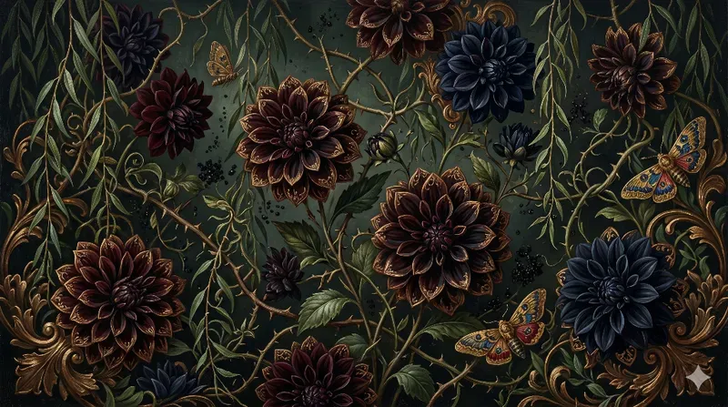 Dark Gothic Floral Wall Mural Wallpapers