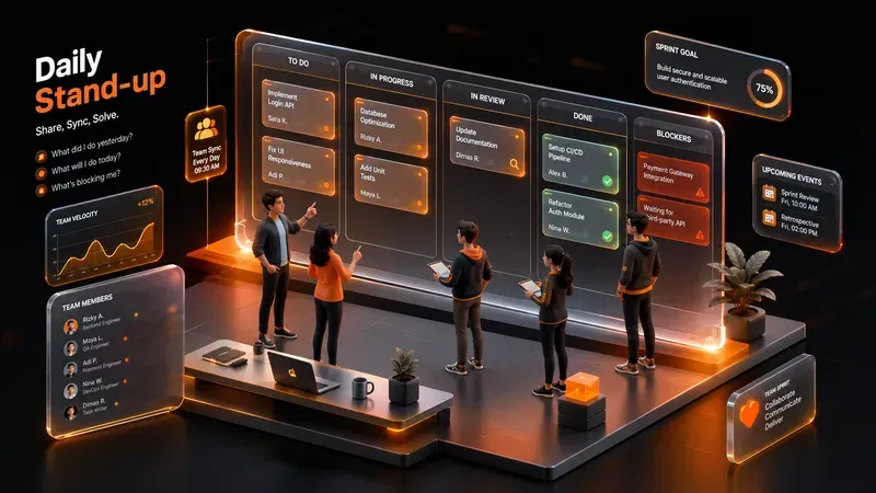 Modern Isometric Agile Scrum Illustrations