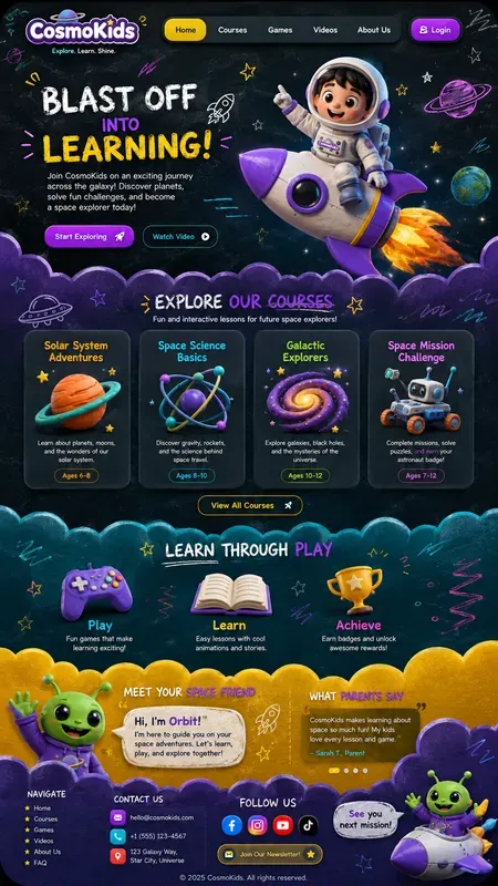 Whimsical Kids Education Website UIs