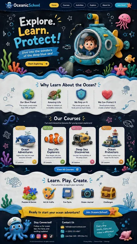 Whimsical Kids Education Website UIs