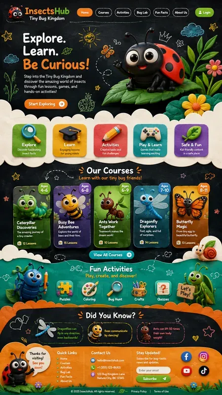 Whimsical Kids Education Website UIs