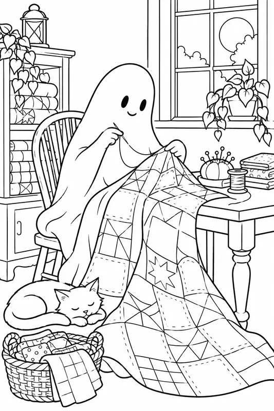 Ghostly Everyday Life Coloring Pages