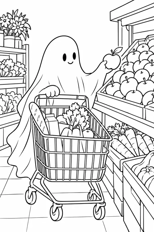 Ghostly Everyday Life Coloring Pages