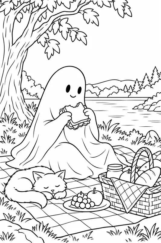 Ghostly Everyday Life Coloring Pages