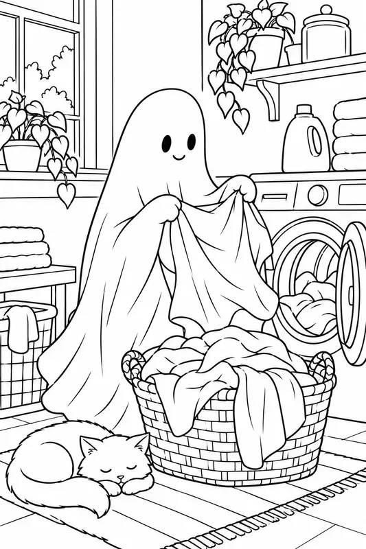 Ghostly Everyday Life Coloring Pages