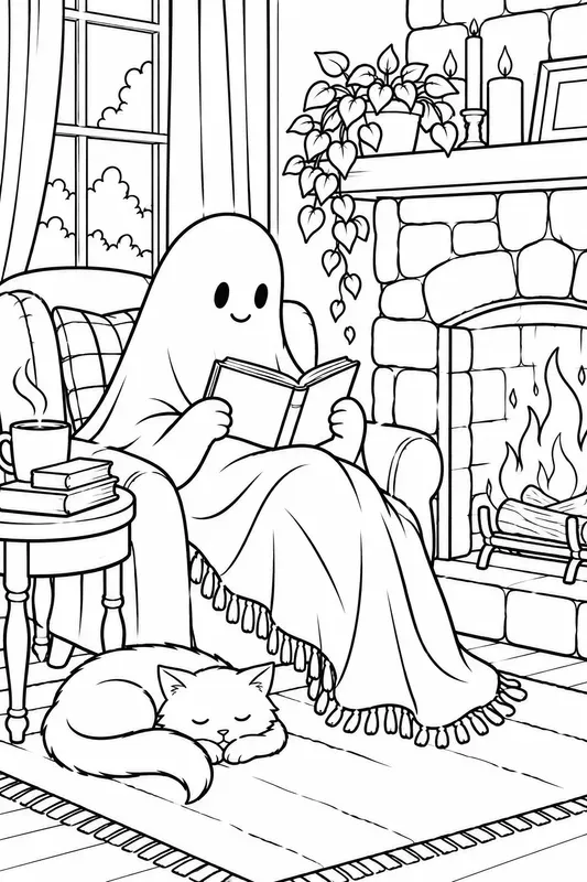 Ghostly Everyday Life Coloring Pages