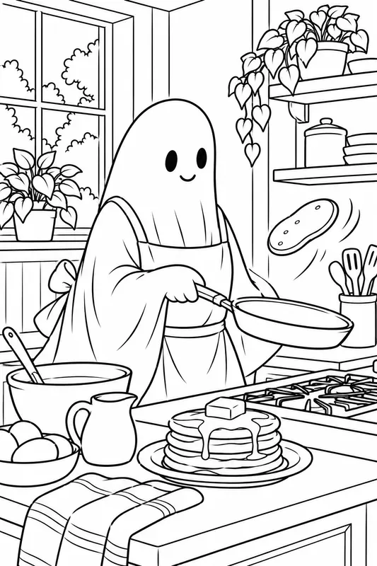 Ghostly Everyday Life Coloring Pages