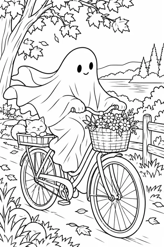 Ghostly Everyday Life Coloring Pages