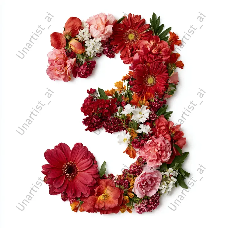 Floral Number Flat Lay Photography